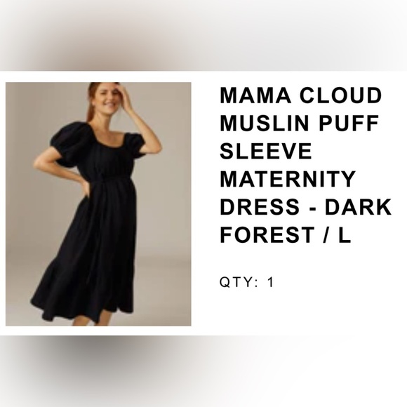 A Pea in the Pod MAMA CLOUD MUSLIN PUFF SLEEVE MATERNITY DRESS - Picture 4 of 6